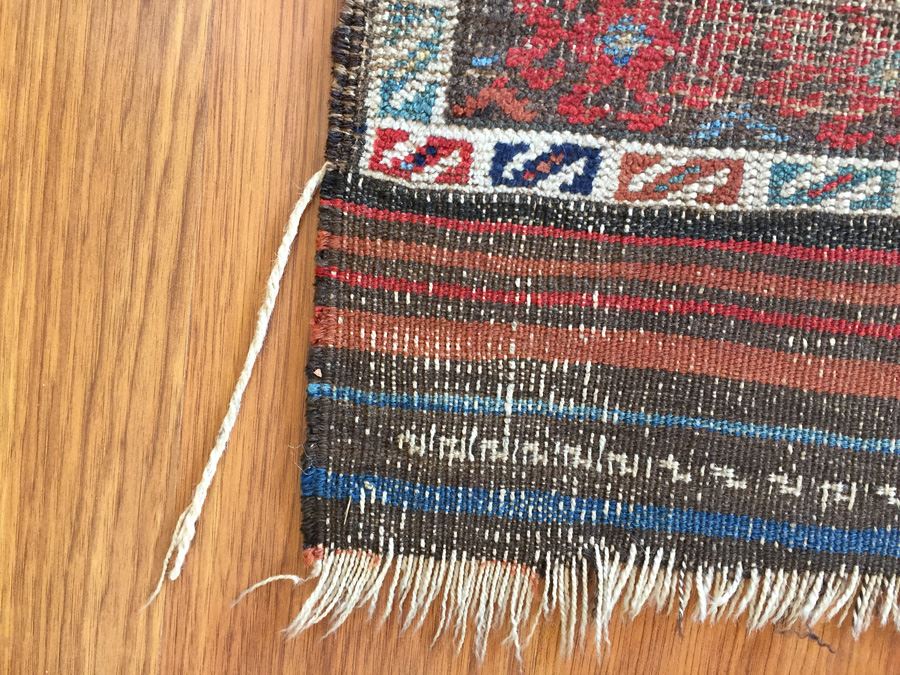 Vintage Hand Knotted Wool Rug With Geometric Patterns [Photo 11]