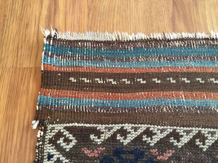 Vintage Hand Knotted Wool Rug With Geometric Patterns [Photo 8]