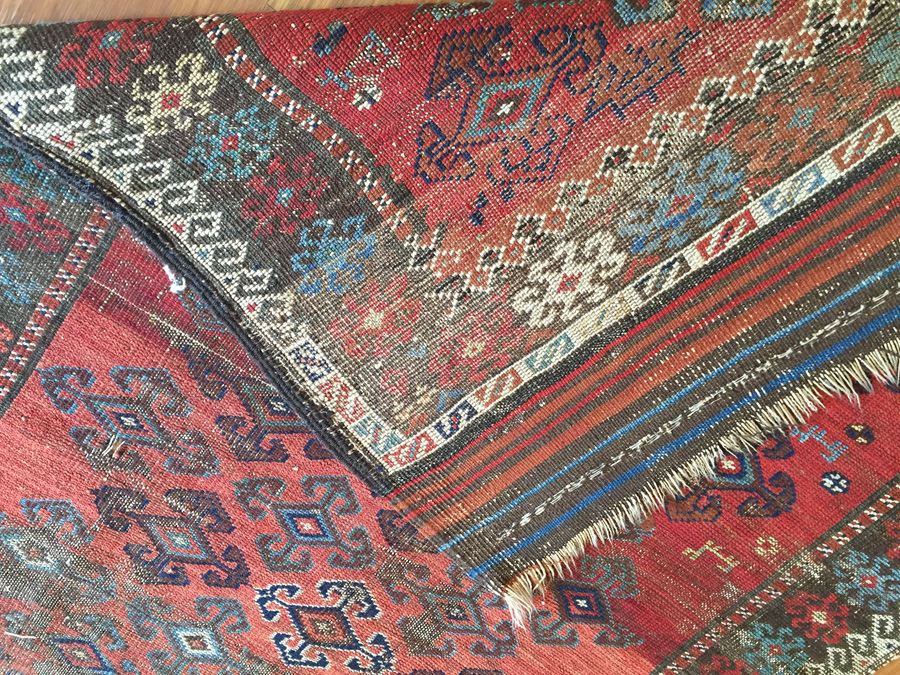 Vintage Hand Knotted Wool Rug With Geometric Patterns [Photo 13]