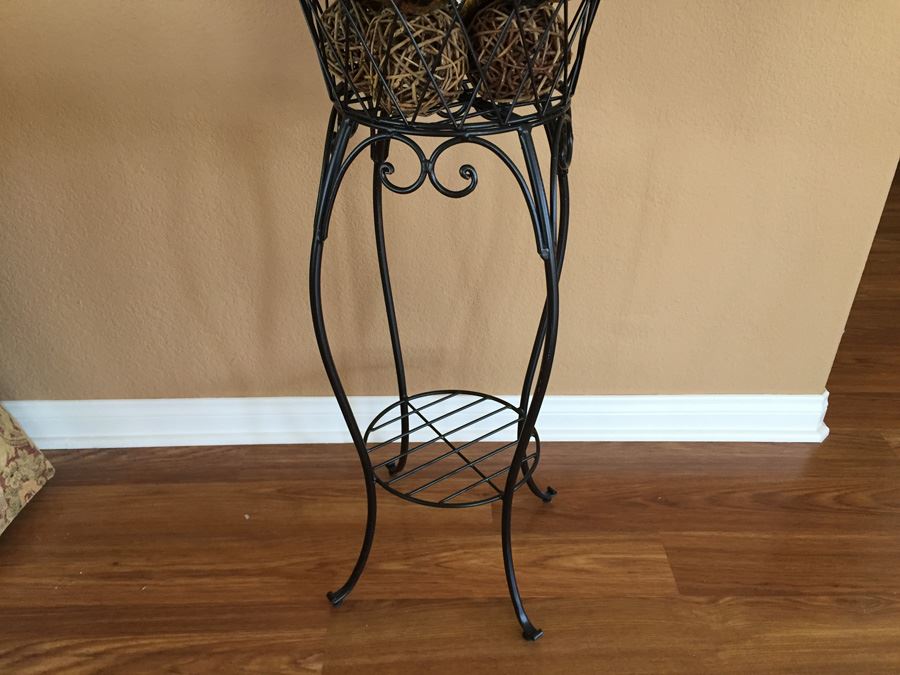Designer Metal Basket With Legs And Decorative Balls [Photo 4]