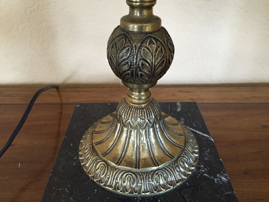 Vintage Brass Candelabra Lamp With Footed Marble Base Five Arm