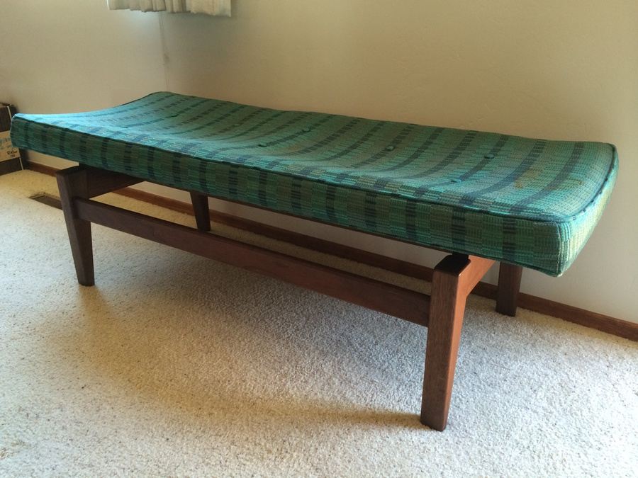 Jens Risom Floating Upholstered Bench w/ Original Upholstery and Label