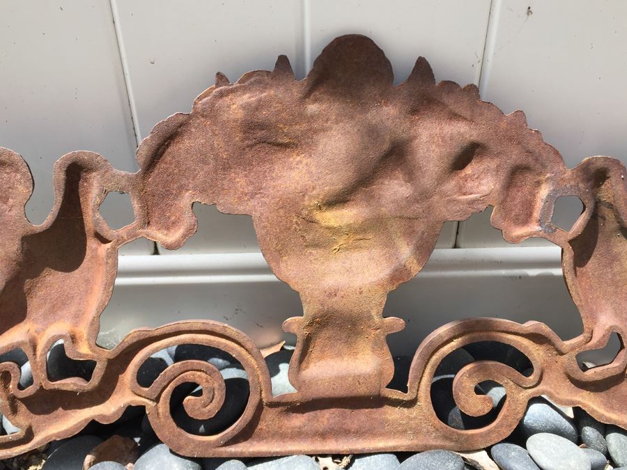 Vintage Cast Iron Decorative Plaque Featuring Birds And Compote With Fruit [Photo 9]