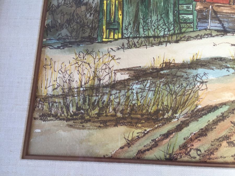 Original Watercolor Of Rural Garage Shed With Basketball Hoop Signed '78 Carmel [Photo 5]