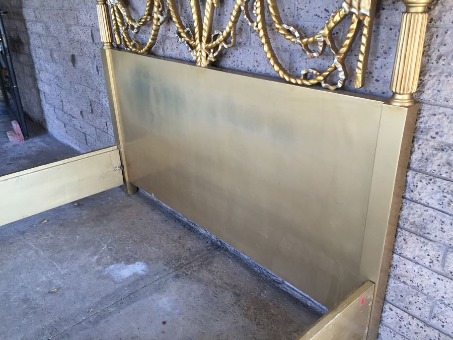 Stunning Hollywood Regency Queen Size Bed With Ornate Gilt Wood Headboard, Footboard And Rails [Photo 14]