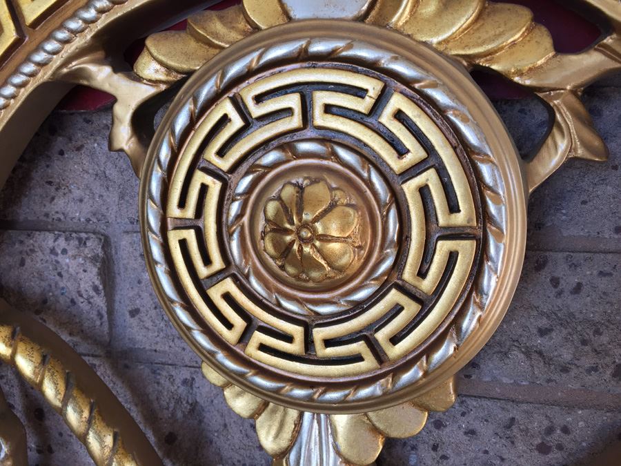 Stunning Hollywood Regency Queen Size Bed With Ornate Gilt Wood Headboard, Footboard And Rails [Photo 11]