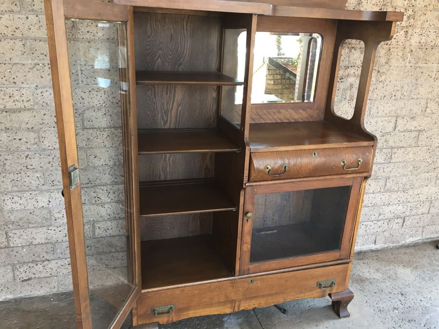 Antique Cabinet With Beveled Mirror Estimate $400-$600 [Photo 2]