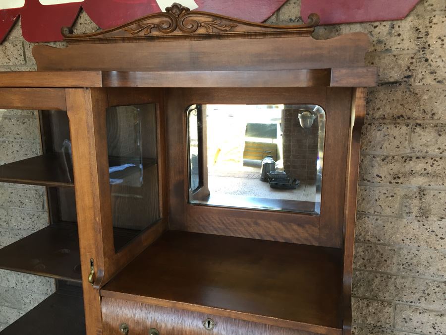 Antique Cabinet With Beveled Mirror Estimate $400-$600 [Photo 5]