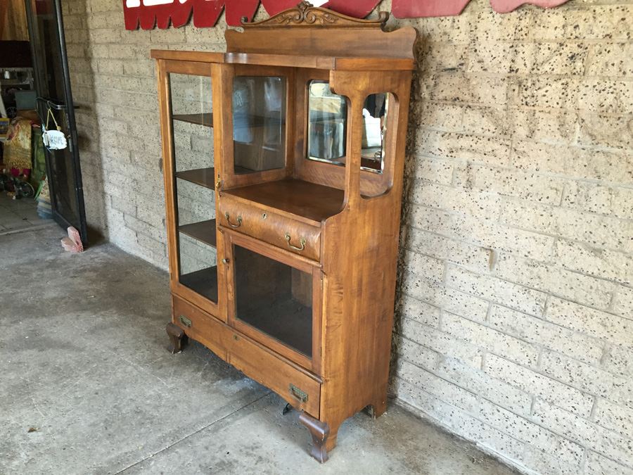 Antique Cabinet With Beveled Mirror Estimate $400-$600 [Photo 3]