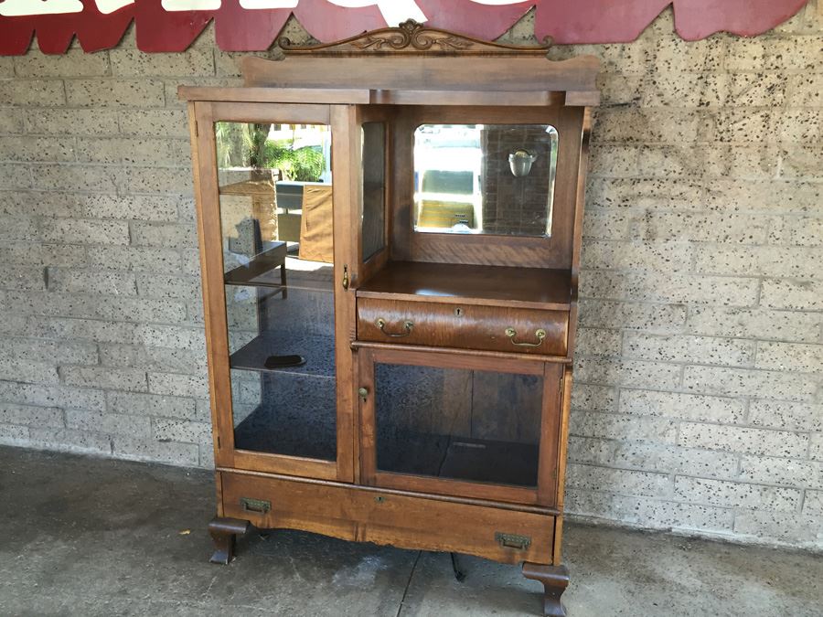 Antique Cabinet With Beveled Mirror Estimate $400-$600