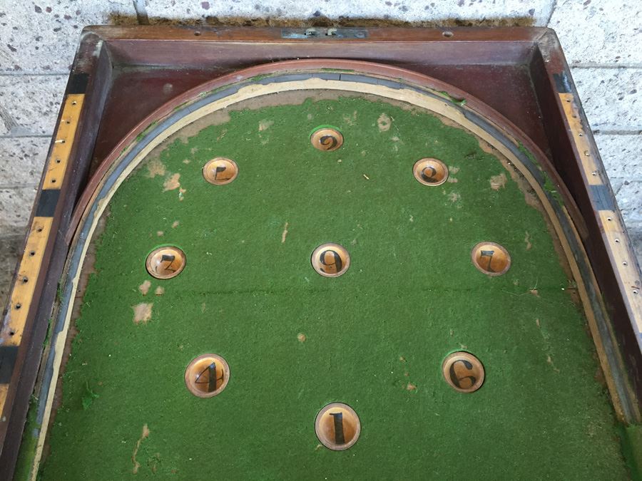 Antique Victorian Old English Pub Game 'Bagatelle' With Hinged Folding Case Estimate $1,400 Restored [Photo 23]