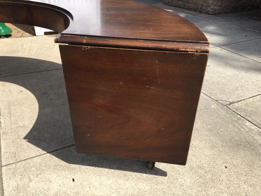 Mid-century Semi-circular Coffee Table On Casters Estimate $100-$200