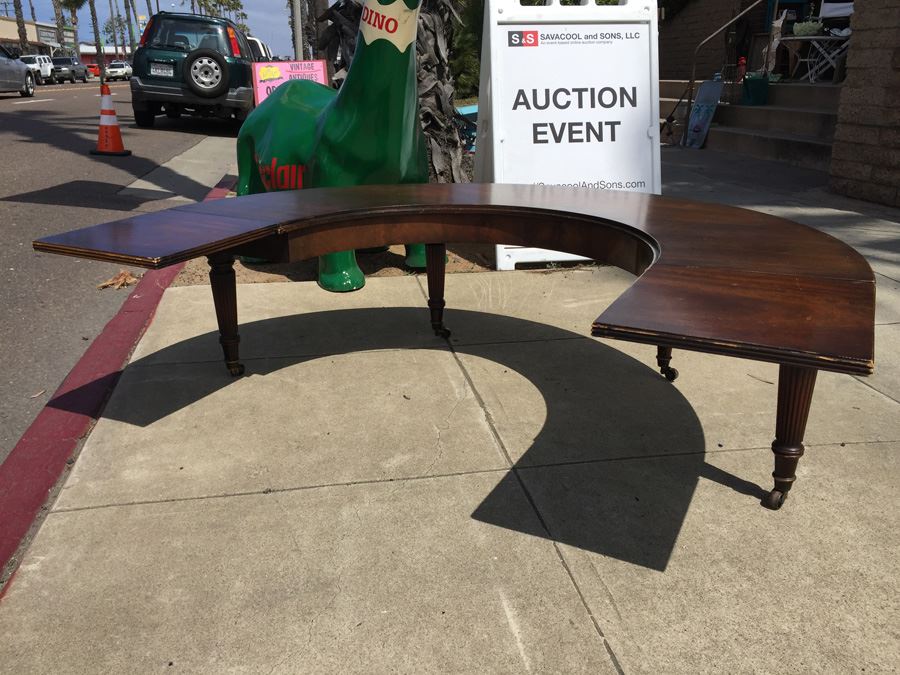 Mid-Century Semi-Circular Coffee Table On Casters Estimate $100-$200 [Photo 3]