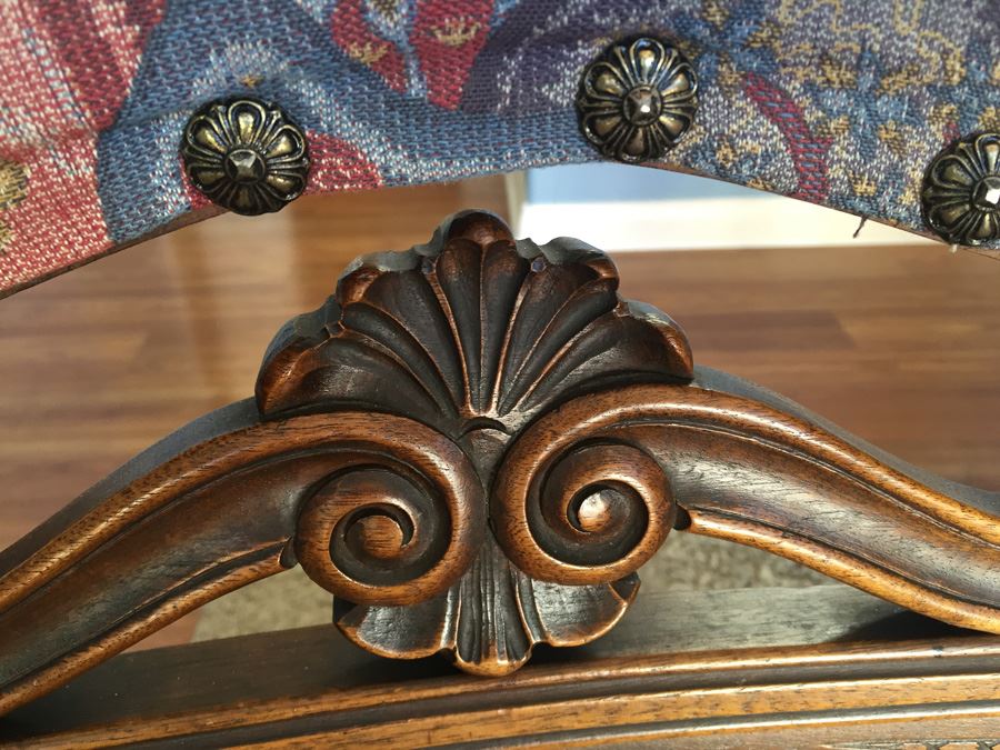 Beautiful Vintage Dining Table With Parquet Top And Four Stunning Upholsted Dining Room Chairs In Excellent Condition Estimate $1,400 [Photo 12]