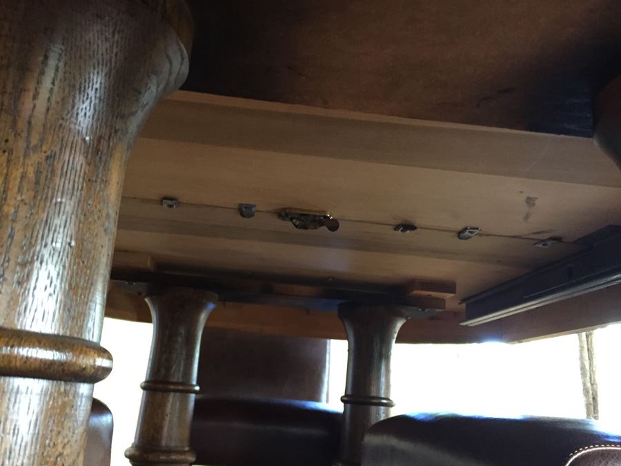 Wooden Dining Table With Four Leather Dining Chairs [Photo 11]