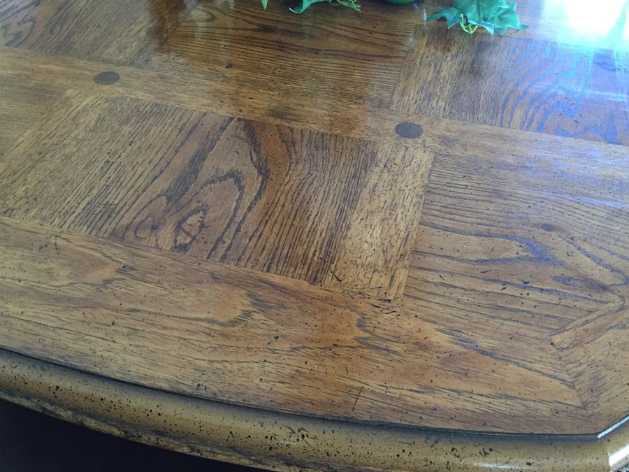 Wooden Dining Table With Four Leather Dining Chairs [Photo 14]