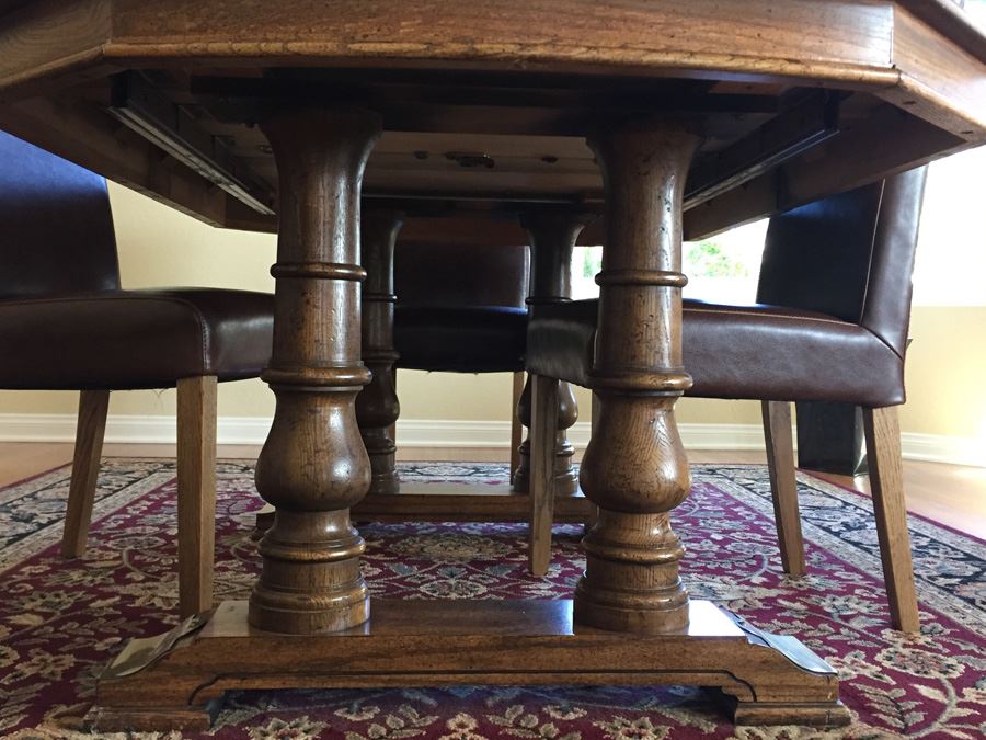 Wooden Dining Table With Four Leather Dining Chairs [Photo 8]