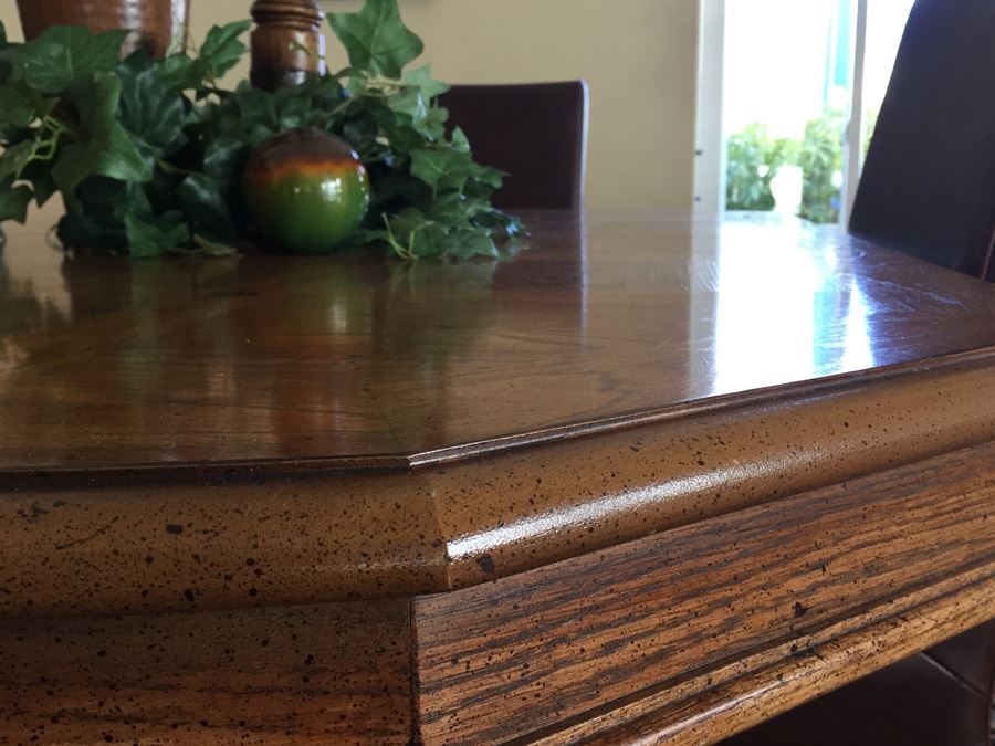 Wooden Dining Table With Four Leather Dining Chairs [Photo 10]