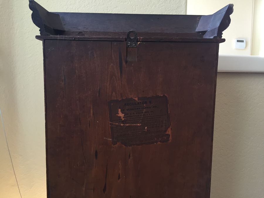 Antique Sessions Regulator Wall Clock Working And In Great Condition 17 1/2' x 34' [Photo 16]