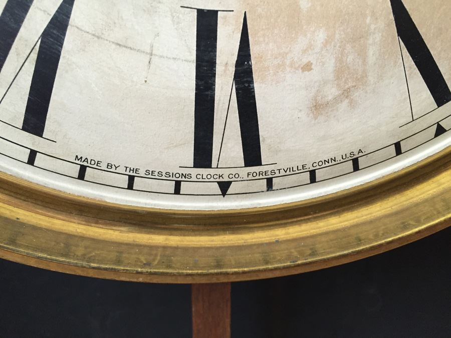 Antique Sessions Regulator Wall Clock Working And In Great Condition 17 1/2' x 34' [Photo 10]