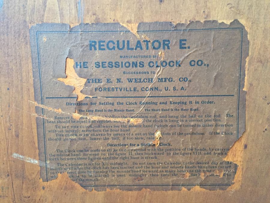 Antique Sessions Regulator Wall Clock Working And In Great Condition 17 1/2' x 34' [Photo 3]