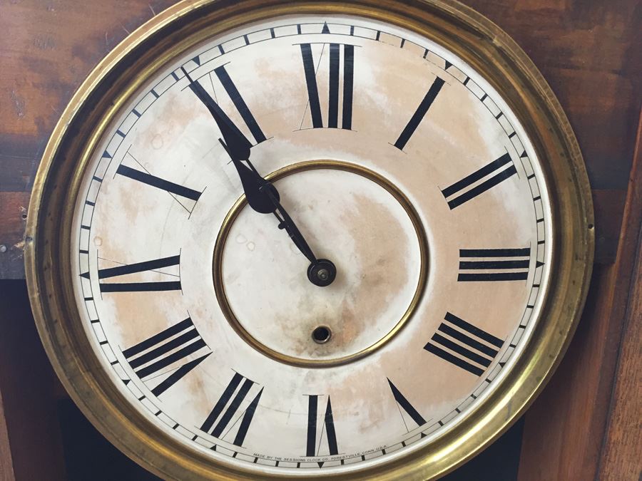 Antique Sessions Regulator Wall Clock Working And In Great Condition 17 1/2' x 34' [Photo 12]