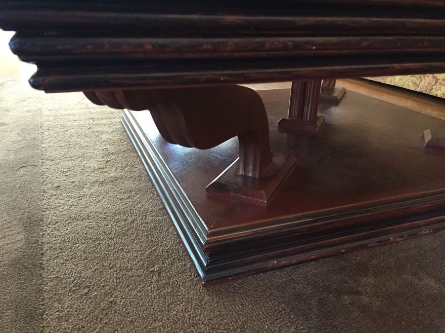Wooden Coffee Table With Four Panel Glass Inserts [Photo 6]