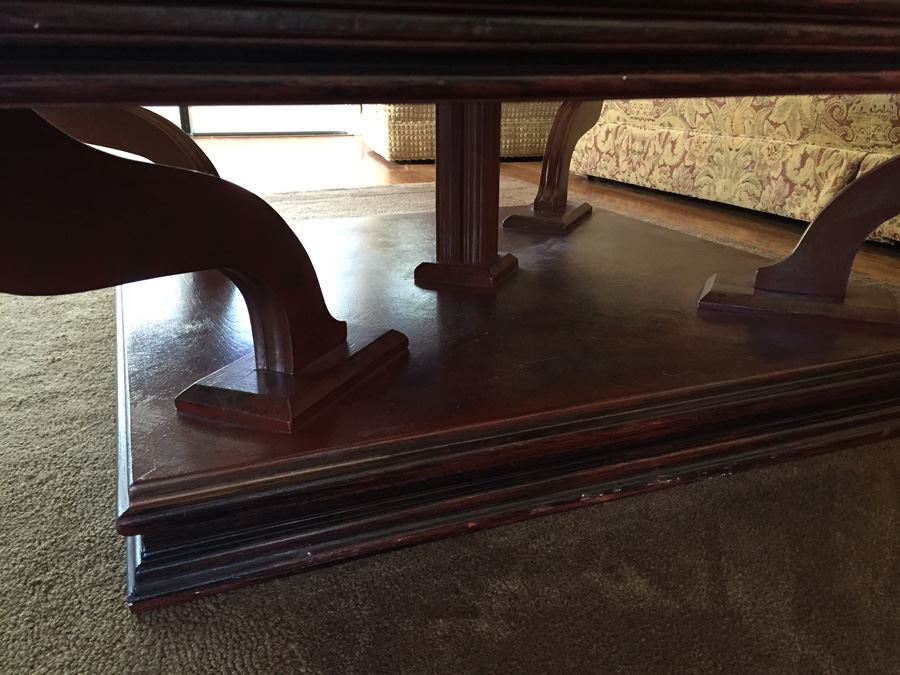 Wooden Coffee Table With Four Panel Glass Inserts [Photo 7]