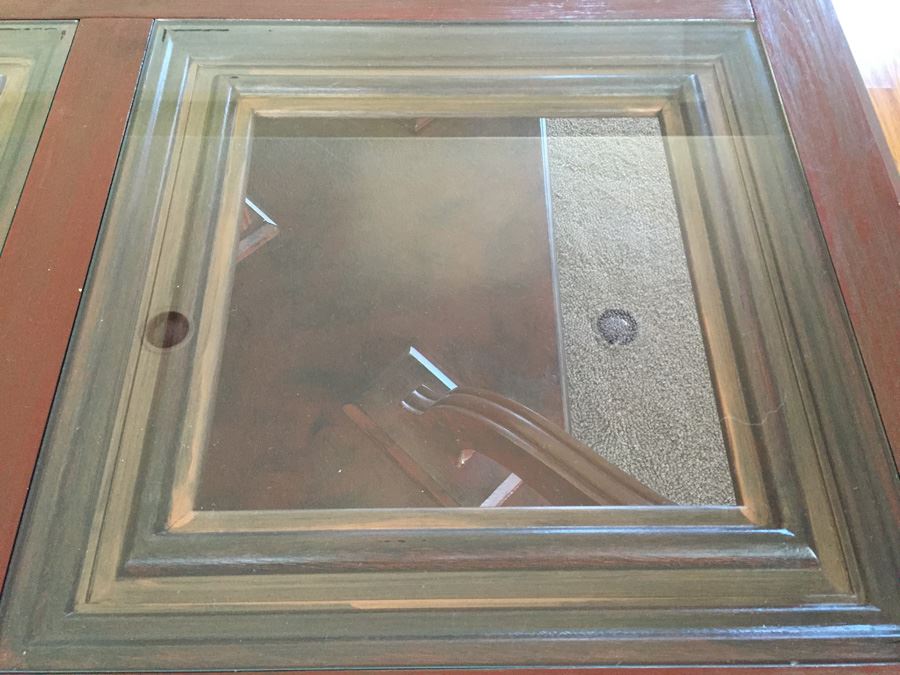 Wooden Coffee Table With Four Panel Glass Inserts [Photo 14]