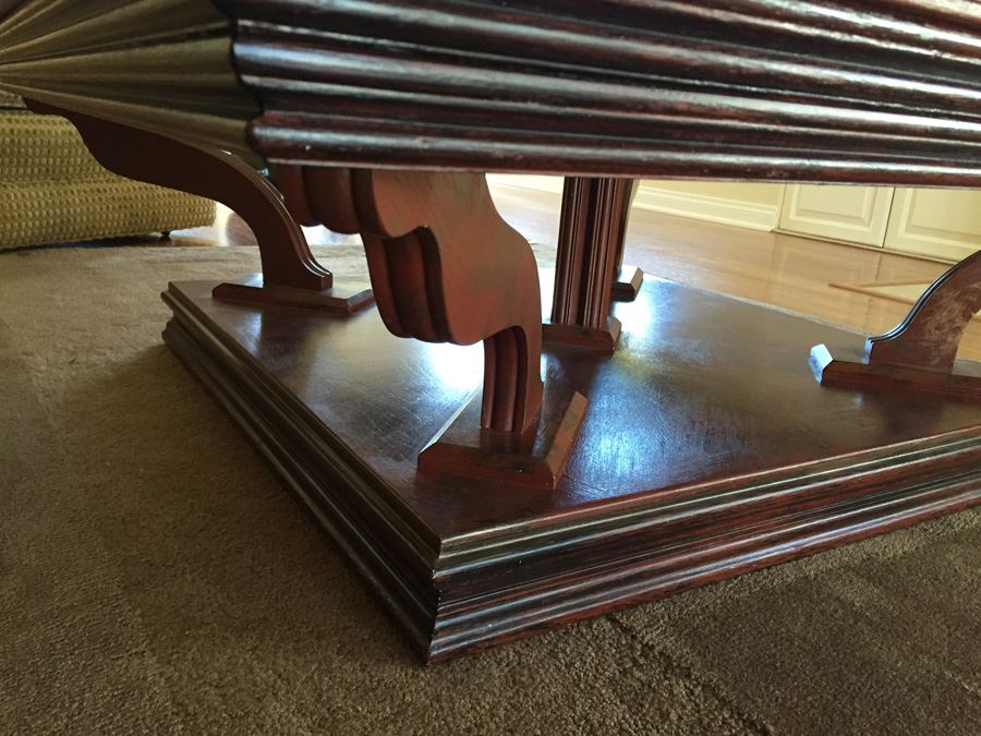 Wooden Coffee Table With Four Panel Glass Inserts [Photo 2]