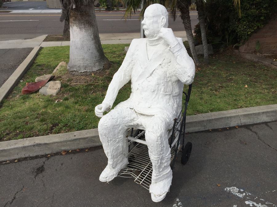 Life-Size Sitting Man On Chair Paper Mache Statue Former Lucky Street Mascot 58' Tall [Photo 5]