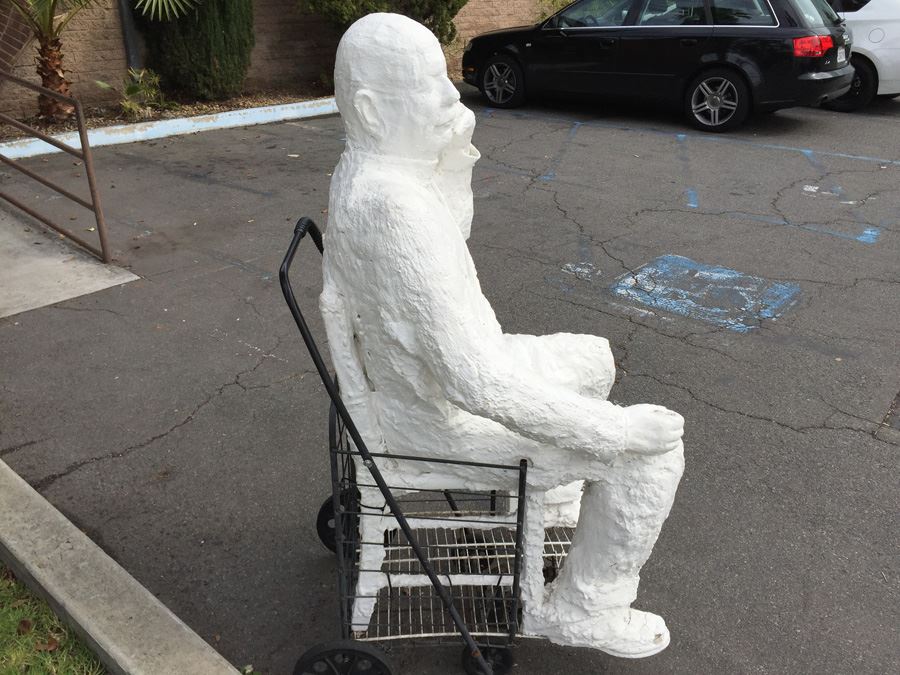 Life-Size Sitting Man On Chair Paper Mache Statue Former Lucky Street Mascot 58' Tall [Photo 3]