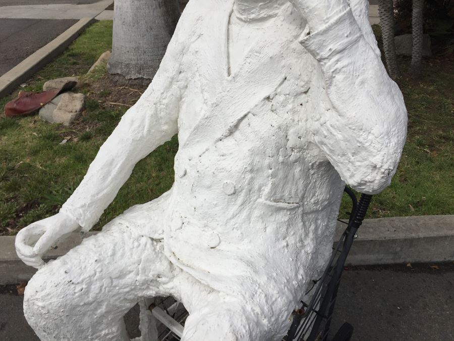 Life-Size Sitting Man On Chair Paper Mache Statue Former Lucky Street Mascot 58' Tall [Photo 7]