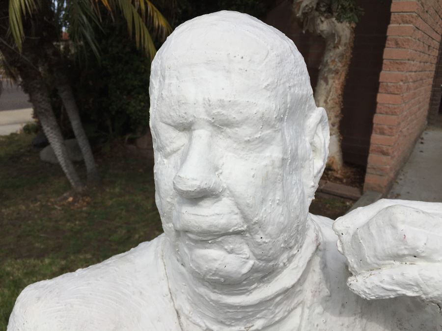 Life-Size Sitting Man On Chair Paper Mache Statue Former Lucky Street Mascot 58' Tall [Photo 2]