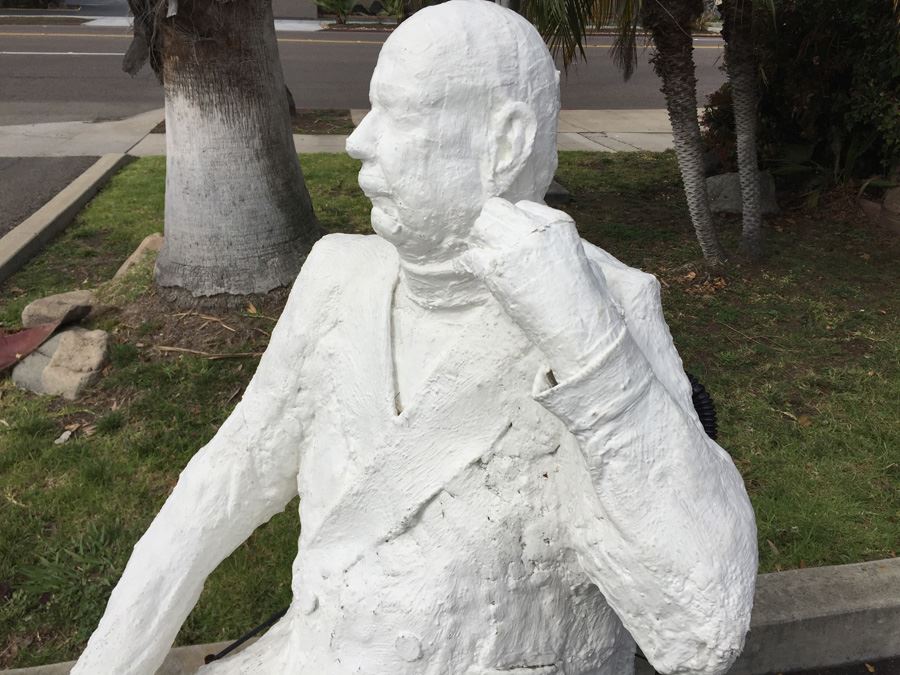 Life-Size Sitting Man On Chair Paper Mache Statue Former Lucky Street Mascot 58' Tall [Photo 6]