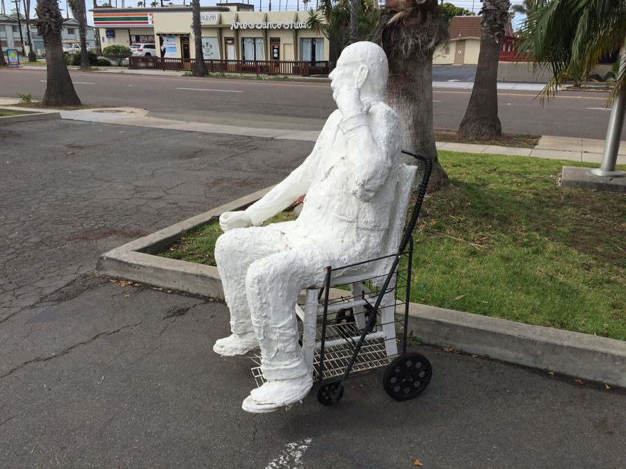 Life-Size Sitting Man On Chair Paper Mache Statue Former Lucky Street Mascot 58' Tall [Photo 9]