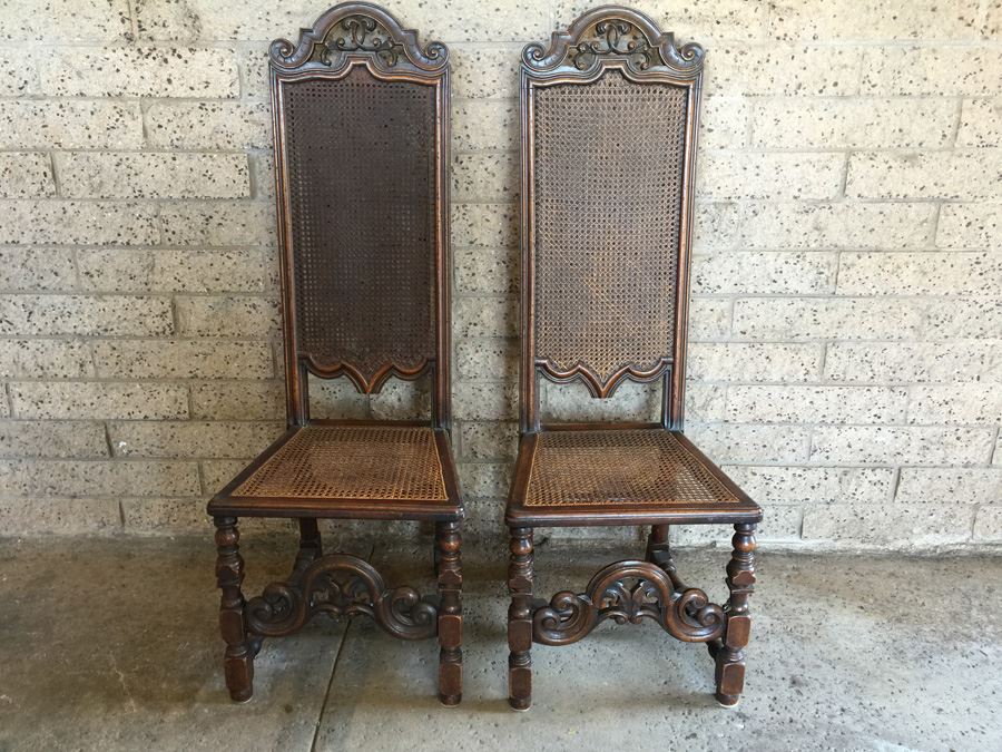 Nicely Carved Vintage Cane Chairs [Photo 1]