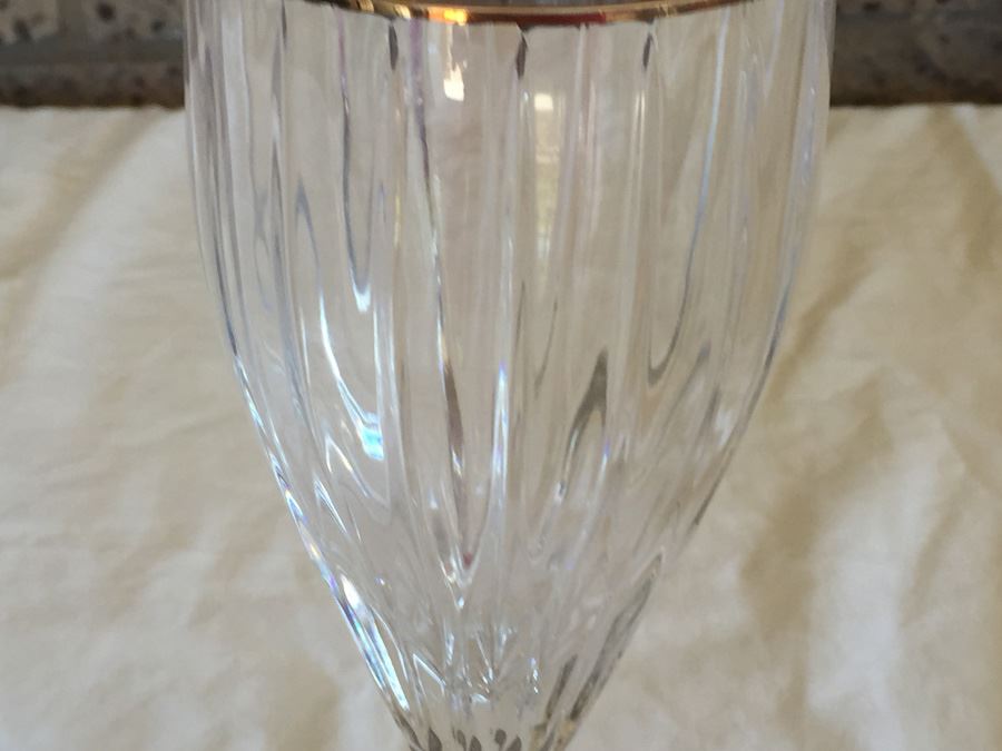 Nice Set Of 8 Gold Rimmed Crystal Stemware [Photo 5]