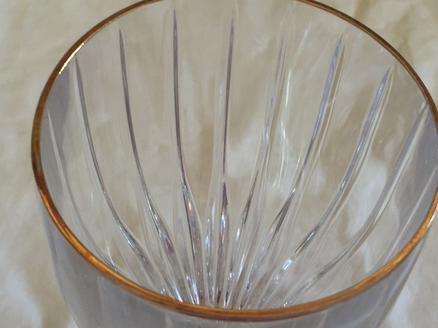 Nice Set Of 8 Gold Rimmed Crystal Stemware [Photo 6]