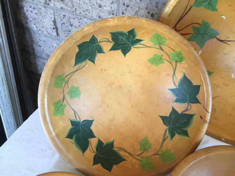 Hand Painted Wooden Bowl Lot