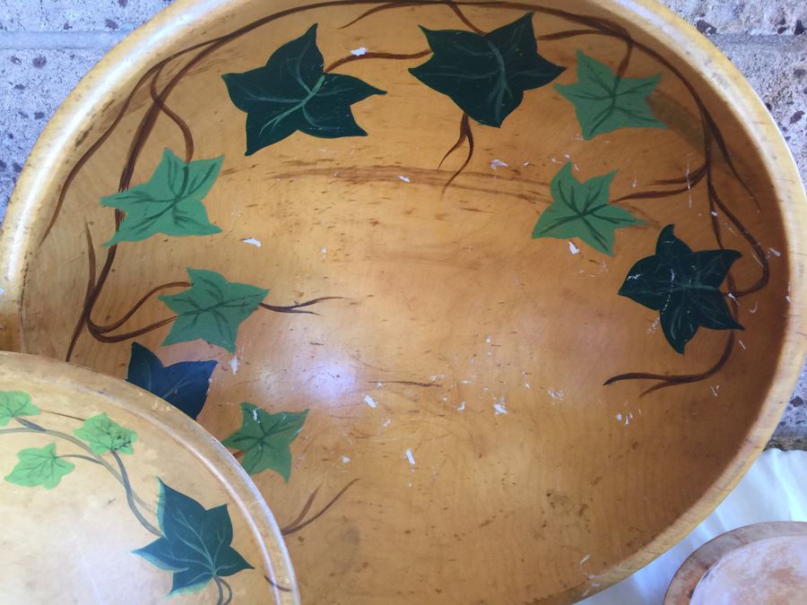 Hand Painted Wooden Bowl Lot