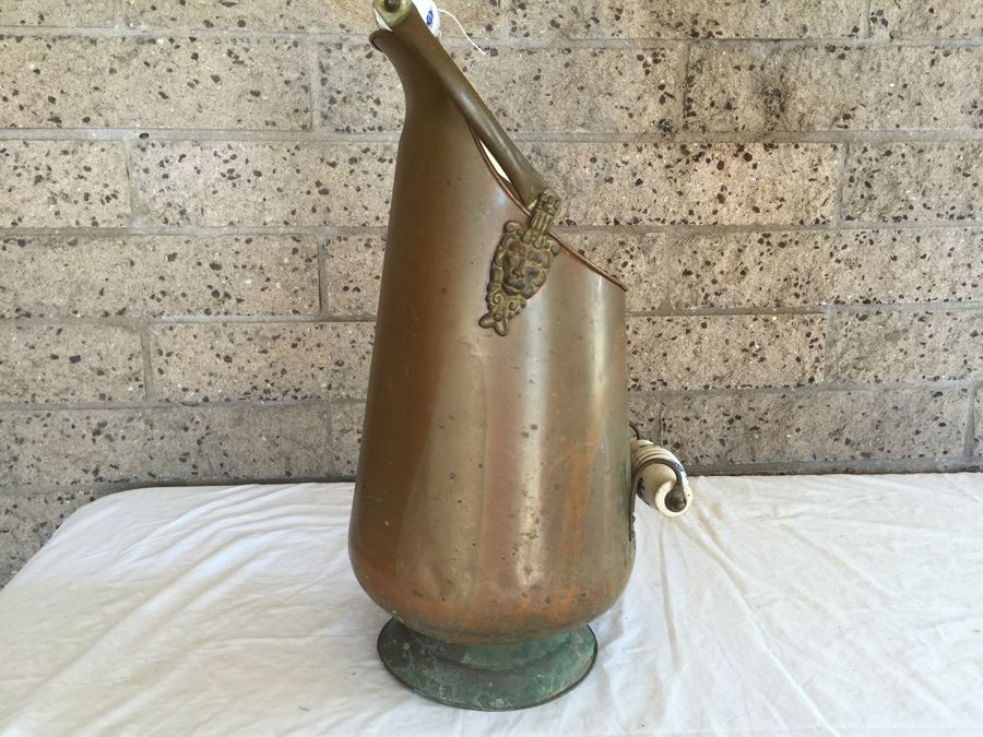 Vintage Copper Coal/Ash Hod Bucket Porcelain Handle [Photo 1]