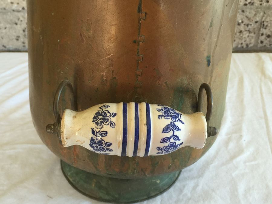 Vintage Copper Coal/Ash Hod Bucket Porcelain Handle [Photo 3]