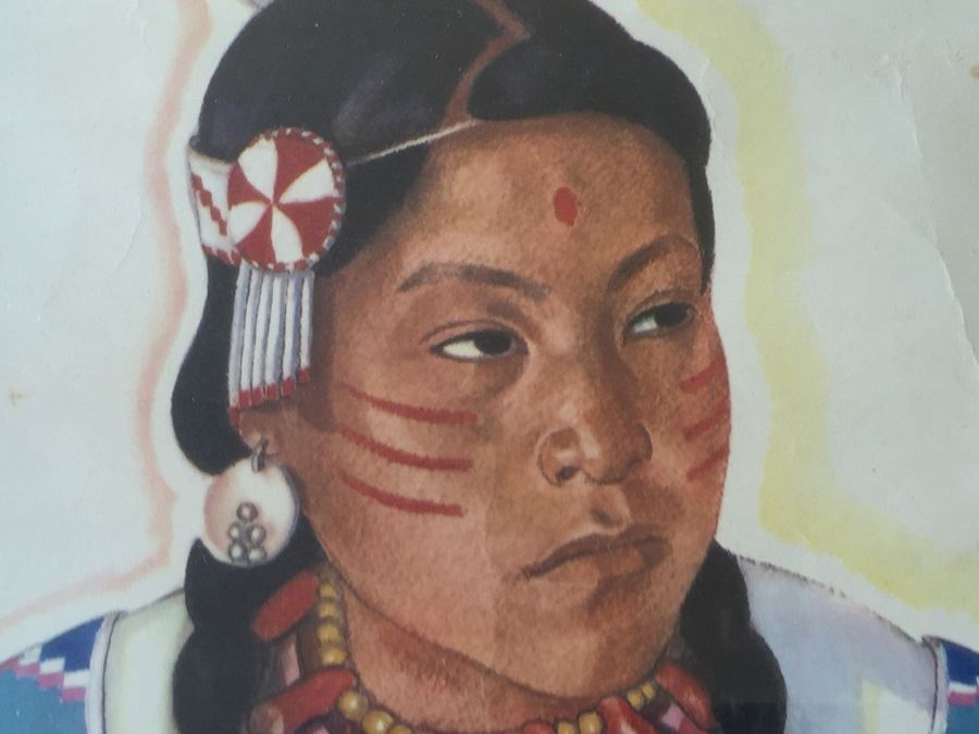 Vintage 1946 Framed Poster Of Dancing Boy - Blackfeet Indian - Glacier National Park Montana By Winold Reiss [Photo 4]