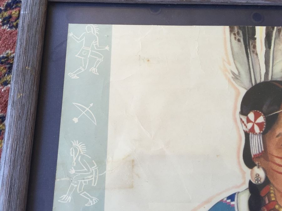 Vintage 1946 Framed Poster Of Dancing Boy - Blackfeet Indian - Glacier National Park Montana By Winold Reiss [Photo 7]