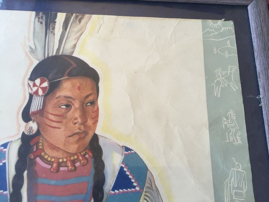 Vintage 1946 Framed Poster Of Dancing Boy - Blackfeet Indian - Glacier National Park Montana By Winold Reiss [Photo 6]