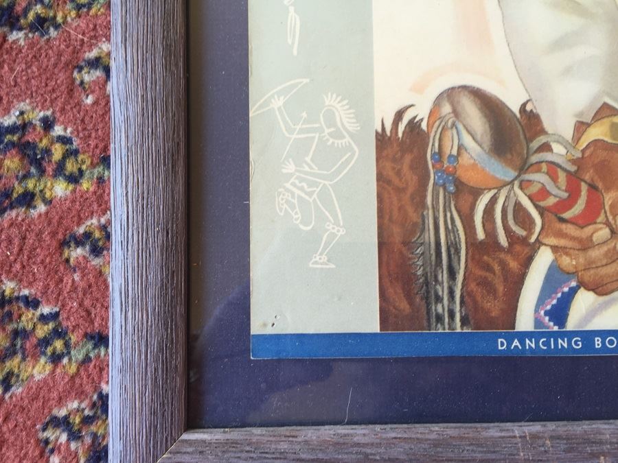 Vintage 1946 Framed Poster Of Dancing Boy - Blackfeet Indian - Glacier National Park Montana By Winold Reiss [Photo 8]