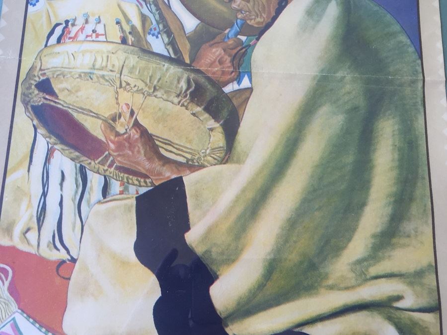 Vintage Framed Poster Of The Drummers - Glacier National Park Montana By Winold Reiss - Great Northern Ry. [Photo 6]