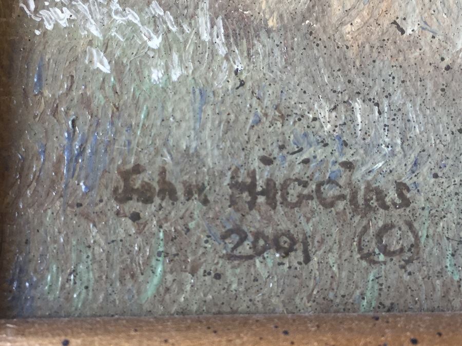 Framed Original Oil Painting Of Cowboy Riding His Horse By John Higgins 2001 [Photo 3]