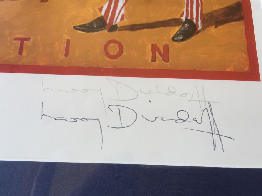 Framed Redlands Fireworks Fourth Of July Poster Signed With Photo Of Artist Painting Mural [Photo 3]